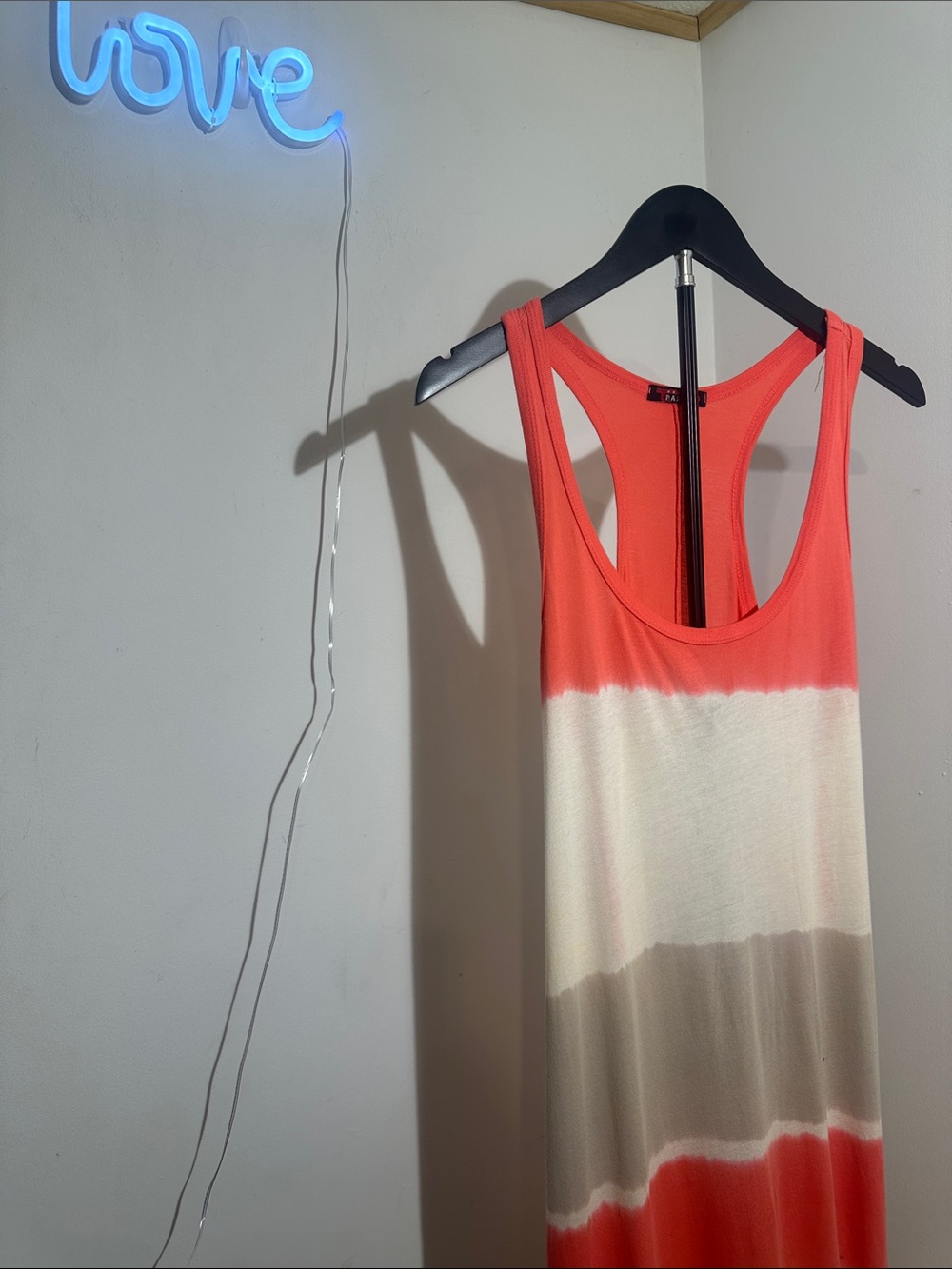 Ombre Racerback Maxi Tank in Coral, Cream & Tan